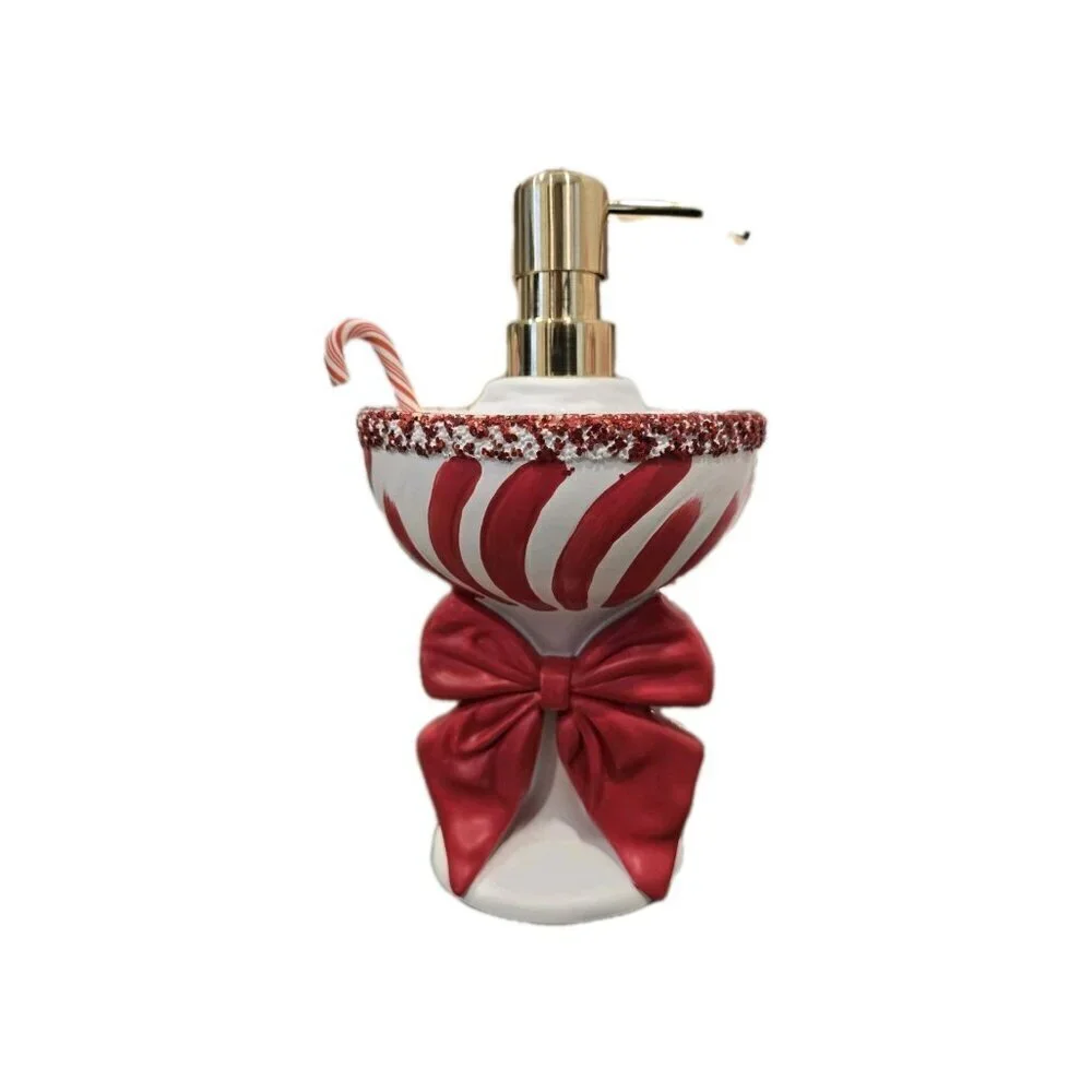 New Christmas Peppermint Candy Cane Martini Cocktail Soap Dispenser Decoration
